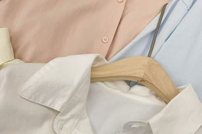 Solid Button-Up Shirt with Long Sleeves and Classic Collar
