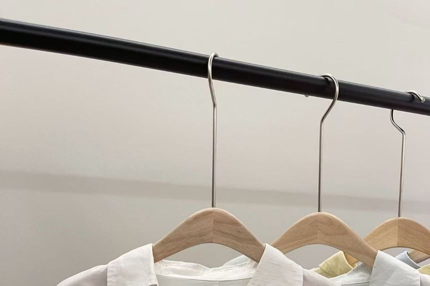 Collared Tie Waist Blouse with V-Neck and Long Sleeves