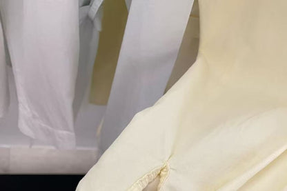 Collared Tie Waist Blouse with V-Neck and Long Sleeves