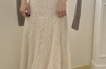 Spaghetti Strap V-Neck Lace Maxi A-Line Dress