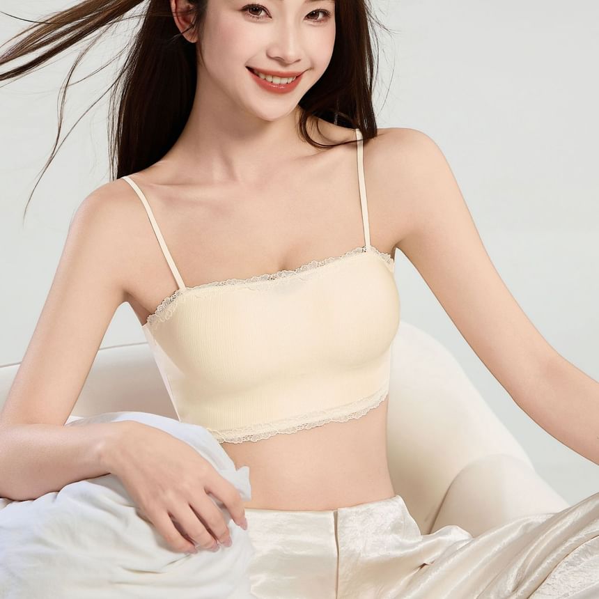 Plain Lace Trim Bra