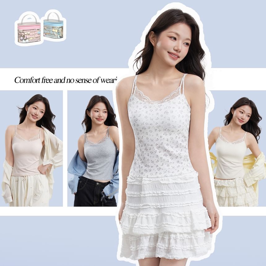 Plain Lace Trim Camisole Top