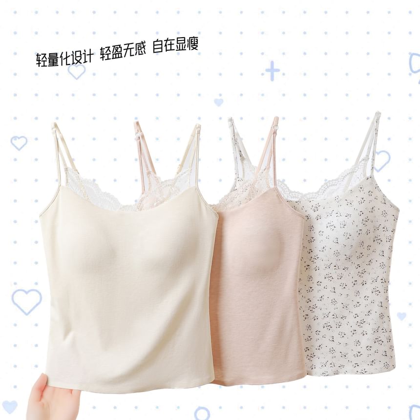 Plain Lace Trim Camisole Top