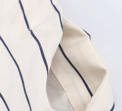 Long-Sleeve Band Collar Striped Shirt / Mid Rise Pleated Wide Leg Pants