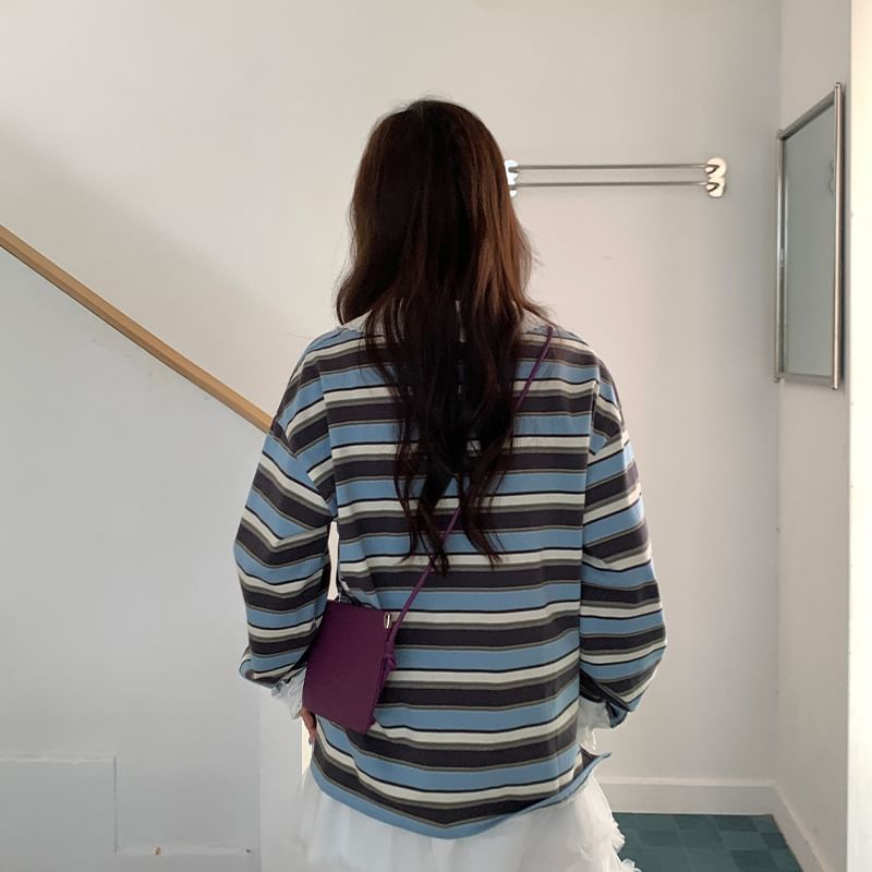Collared Striped Sweatshirt