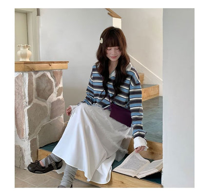 Collared Striped Sweatshirt