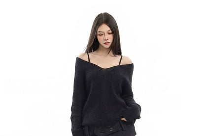 Boat-Neck Long-Sleeve Sweater