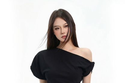 One-Shoulder Shirred Tee