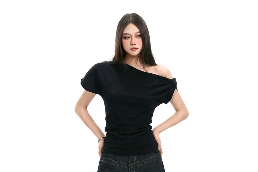 One-Shoulder Shirred Tee