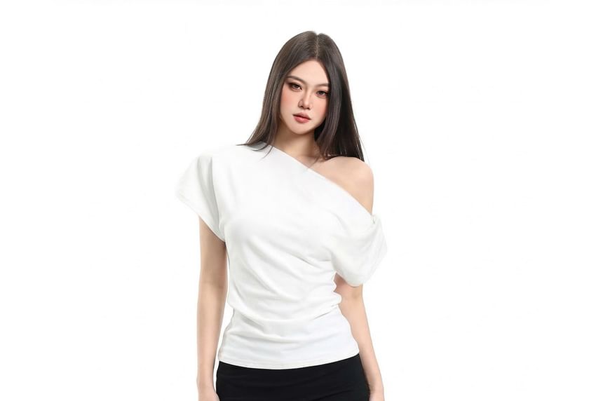 One-Shoulder Shirred Tee
