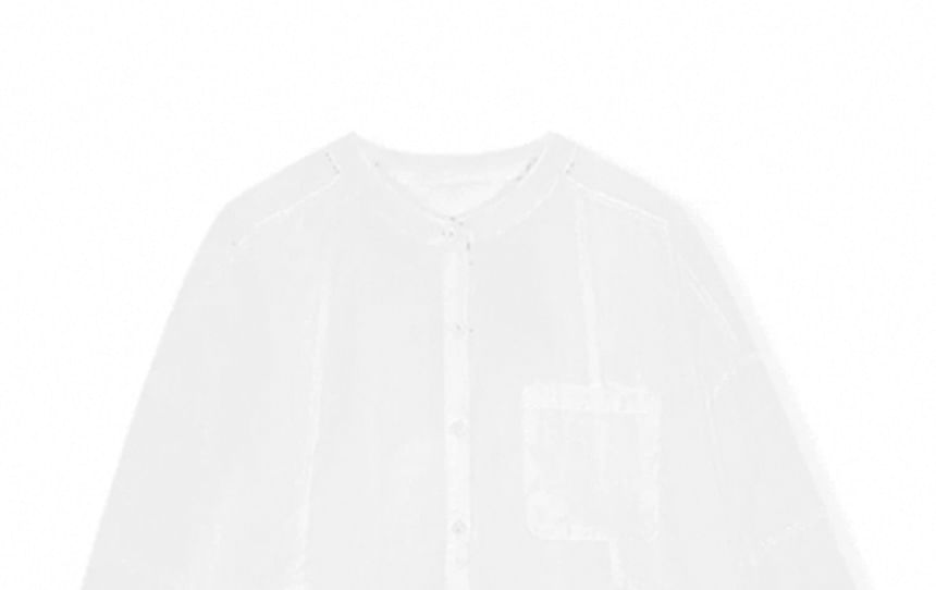 Sheer 3/4-Sleeve Collared Top