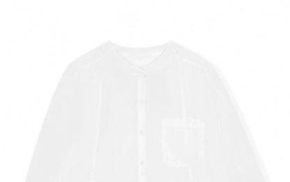 Sheer 3/4-Sleeve Collared Top