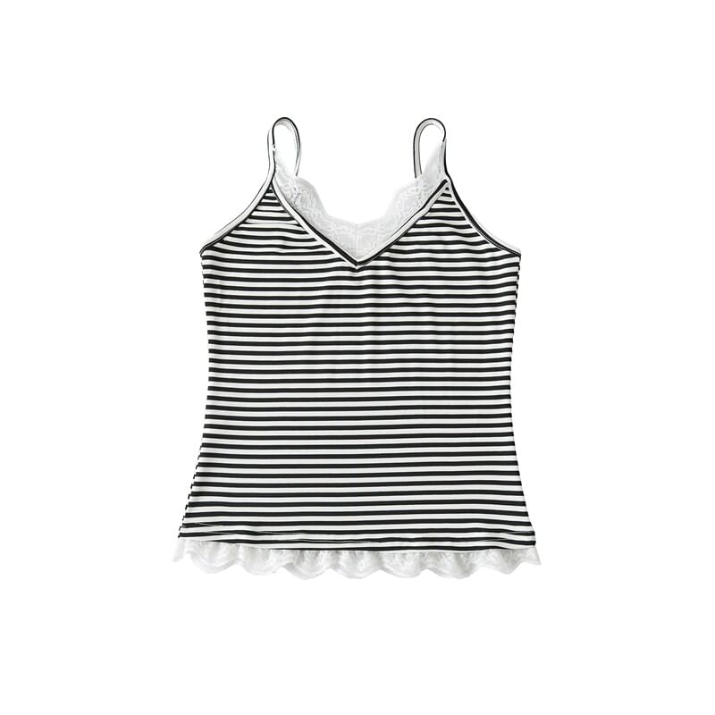 Spaghetti Strap V-Neck Striped Camisole Top