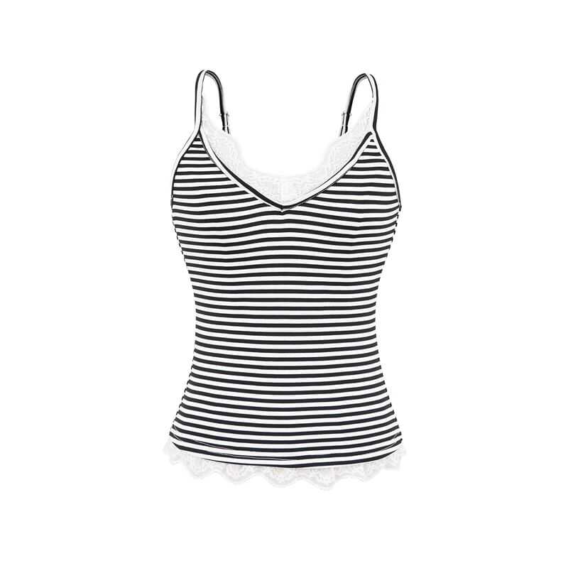 Spaghetti Strap V-Neck Striped Camisole Top