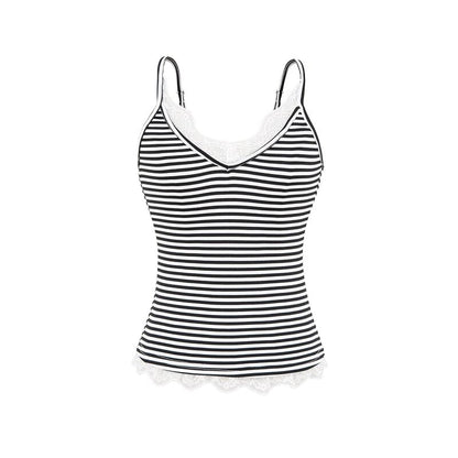 Spaghetti Strap V-Neck Striped Camisole Top