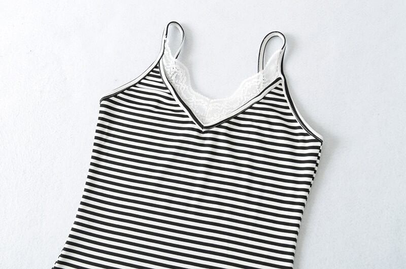 Spaghetti Strap V-Neck Striped Camisole Top