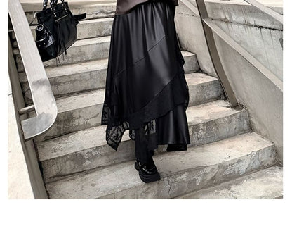 Long-Sleeve V-Neck Satin Plain Blouse