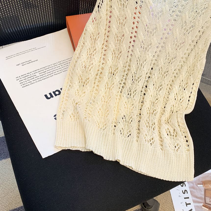Pointelle Knit Crew-Neck Tank