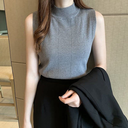 Mock-Neck Knit Tank