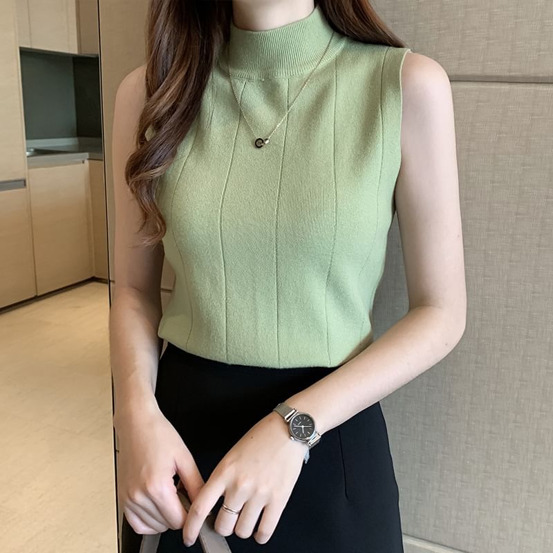 Mock-Neck Knit Tank