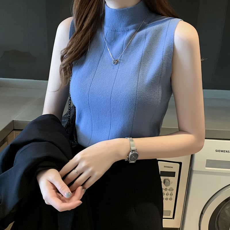 Mock-Neck Knit Tank