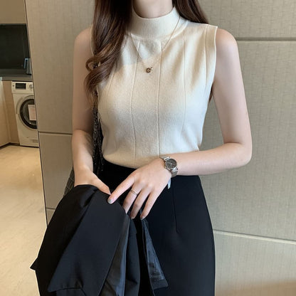 Mock-Neck Knit Tank