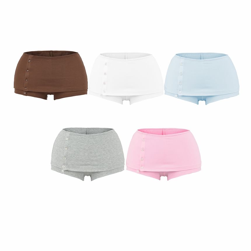 Long-Sleeve Buttoned Tee with Hot Pants