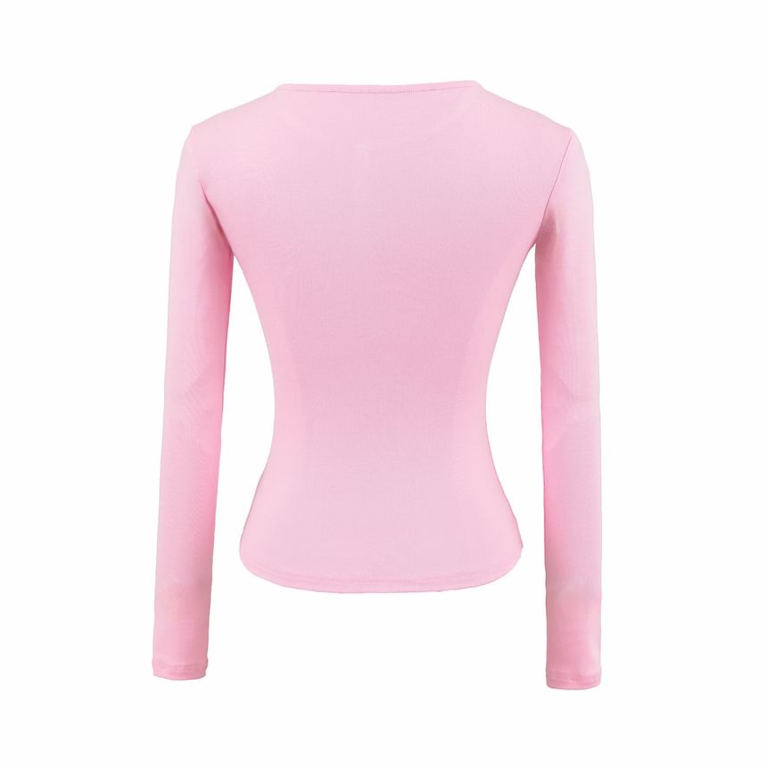 Long-Sleeve Buttoned Tee with Hot Pants