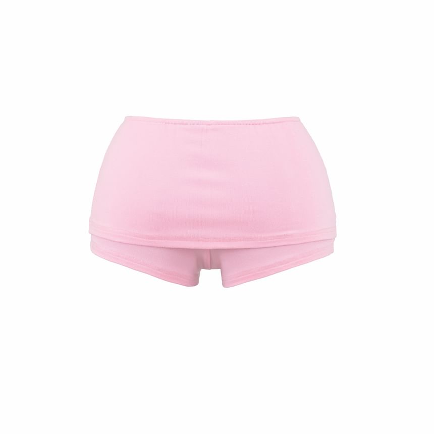 Long-Sleeve Buttoned Tee with Hot Pants