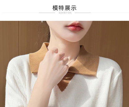 Two Tone Short-Sleeve Knit Polo