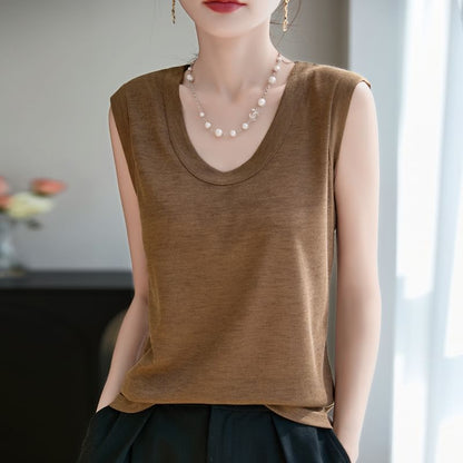 Scoop Neck Sleeveless Knit Top