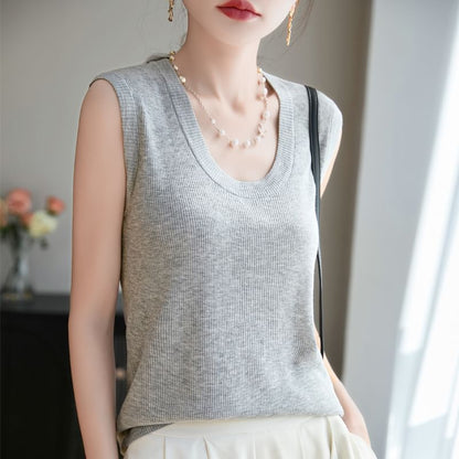 Scoop Neck Sleeveless Knit Top