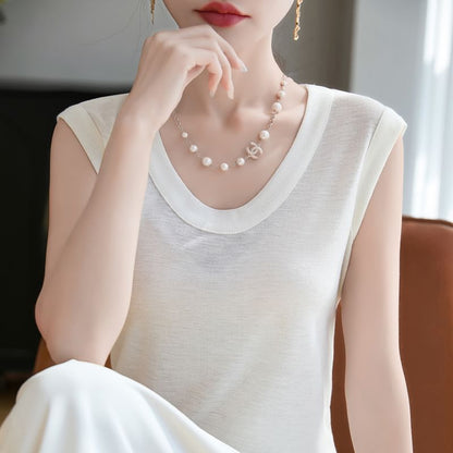 Scoop Neck Sleeveless Knit Top