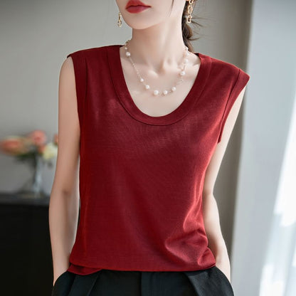 Scoop Neck Sleeveless Knit Top