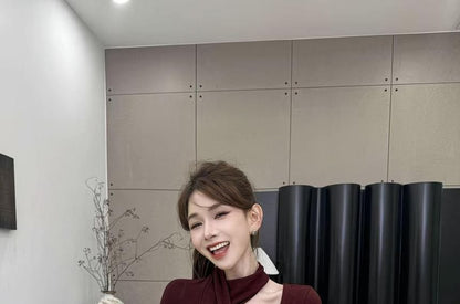 Asymmetric Neckline Long-Sleeve Top