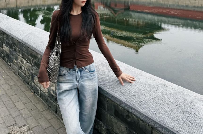 Crew-Neck Tee and Shirred Camisole Set