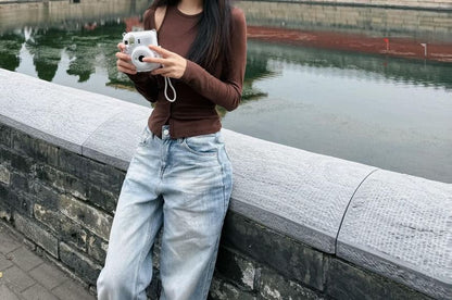 Crew-Neck Tee and Shirred Camisole Set
