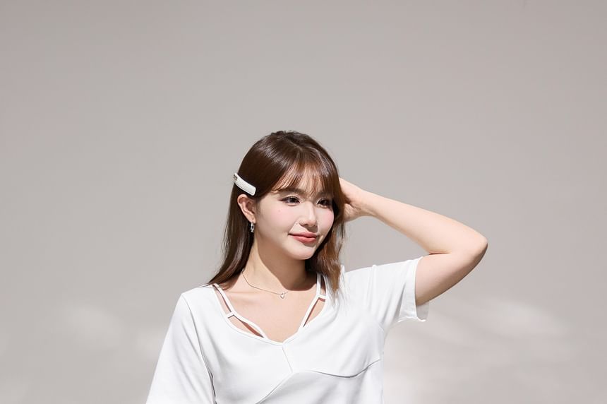 V-Neck Ruched Short-Sleeve Tee