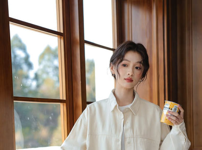Denim Long-Sleeve Button-Up Shirt