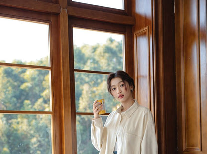Denim Long-Sleeve Button-Up Shirt