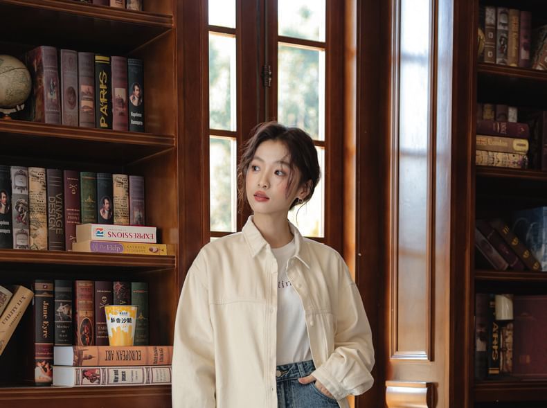Denim Long-Sleeve Button-Up Shirt