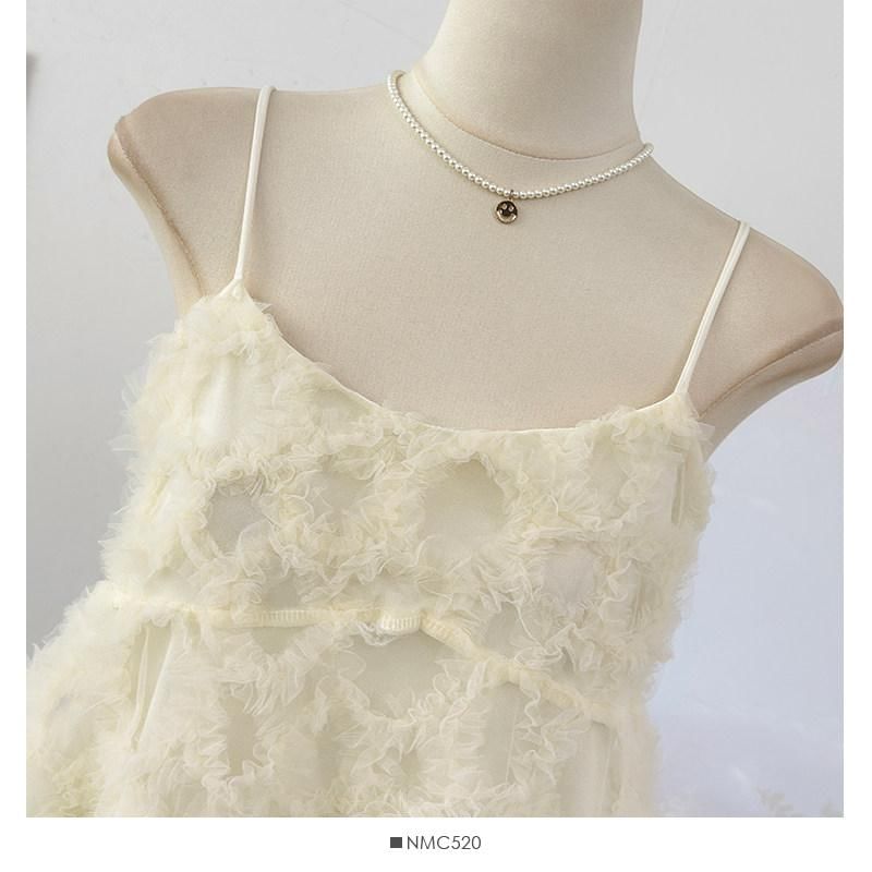 Spaghetti Strap Scoop Neck Ruffle Camisole