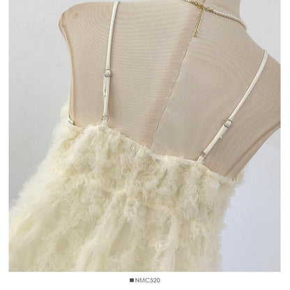 Spaghetti Strap Scoop Neck Ruffle Camisole