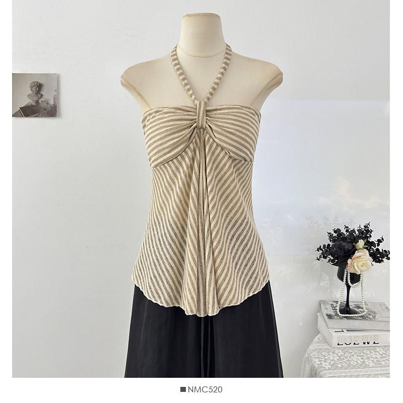Halter Neck Striped Camisole