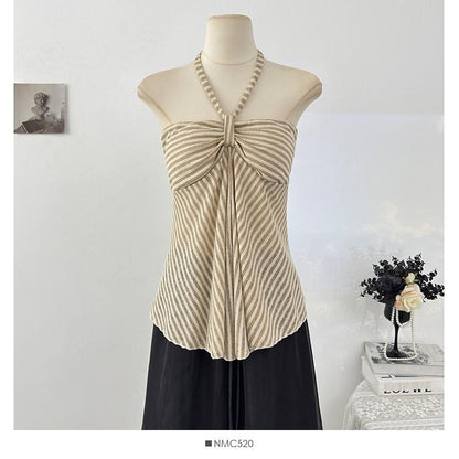 Halter Neck Striped Camisole