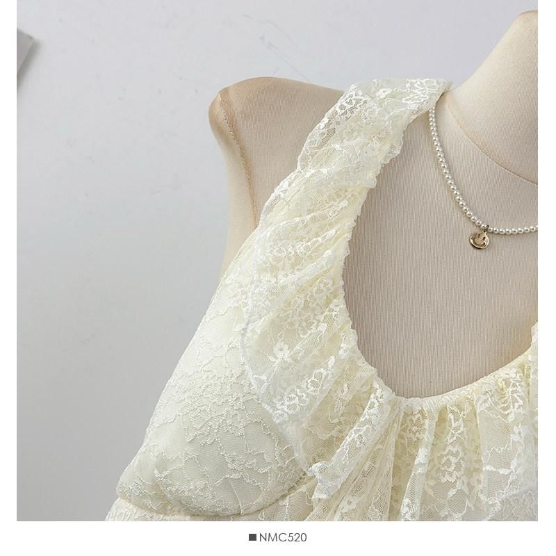 Halter V-Neck Lace Ruffle Camisole