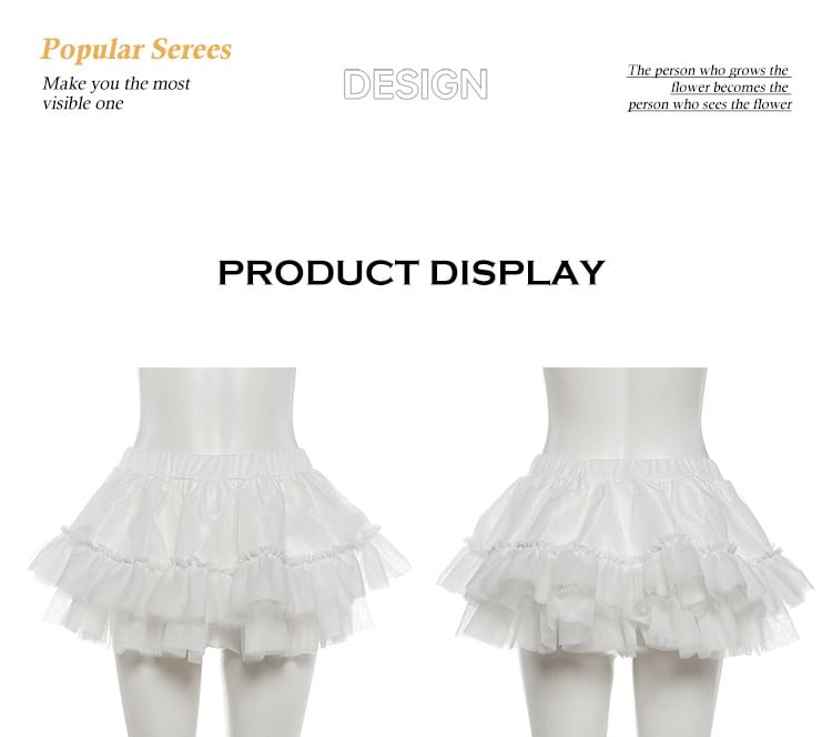 Strapless Beaded Lace Top & Ruffle Mesh Mini Skirt Set
