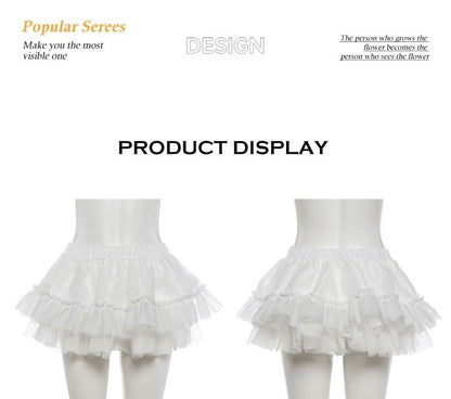 Strapless Beaded Lace Top & Ruffle Mesh Mini Skirt Set