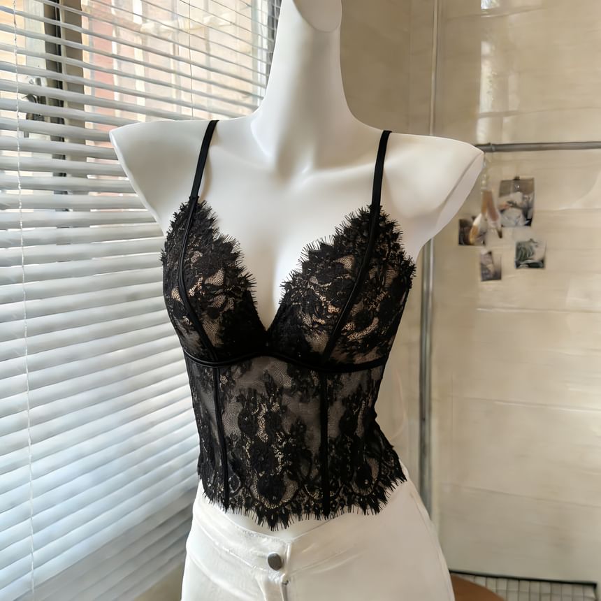 V-Neck Lace Bra Top