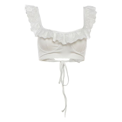 Lace Panel Tie Back Bikini Top / Swim Skirt